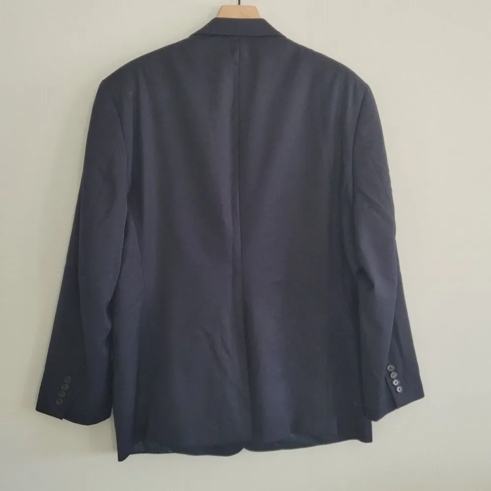 Lauren Ralph Lauren 100% Wool Blazer Sport Coat Suit Jacket Blue Mens